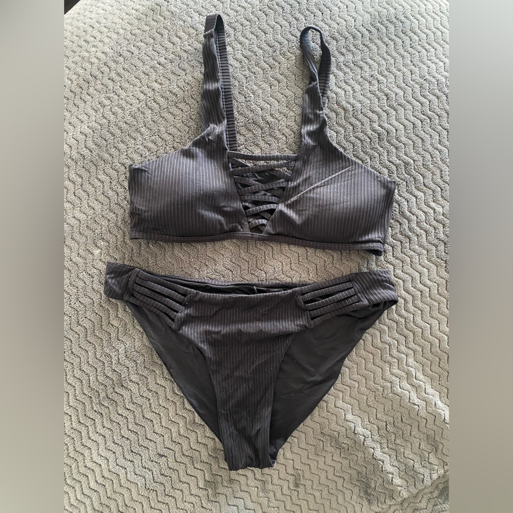 TiniBikini Charcoal Ribbed Swimwear